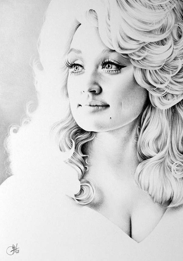 Dolly Parton Minimal Pencil Portrait